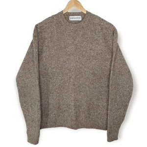 Vintage Antartex 100% Wool Knit Sweater Size L Brown Melange Classic